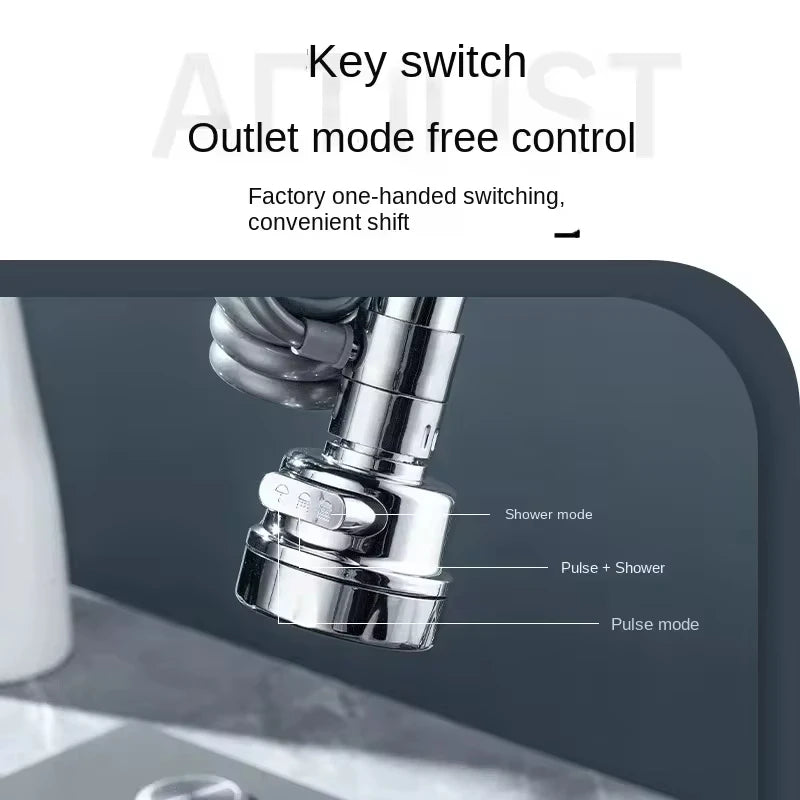 Faucet Extender with a 360 Degree Swivel, a Stretch Hose, Three Spray Modes and a Built In Filter