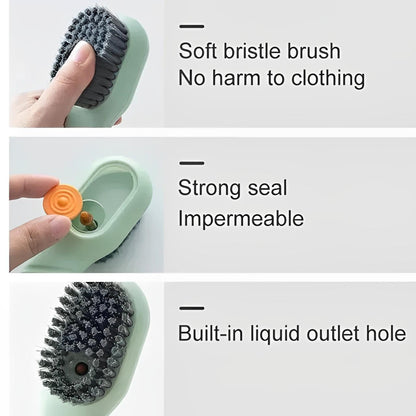 Shoe Cleaning Brush Set of 2 with Refillable Liquid Dispensing Handle and Soft Bristles