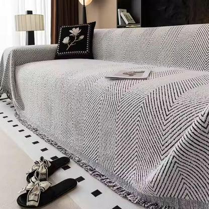 Microfiber Sofa Cover with Herringbone Weave and Non-Slip Backing