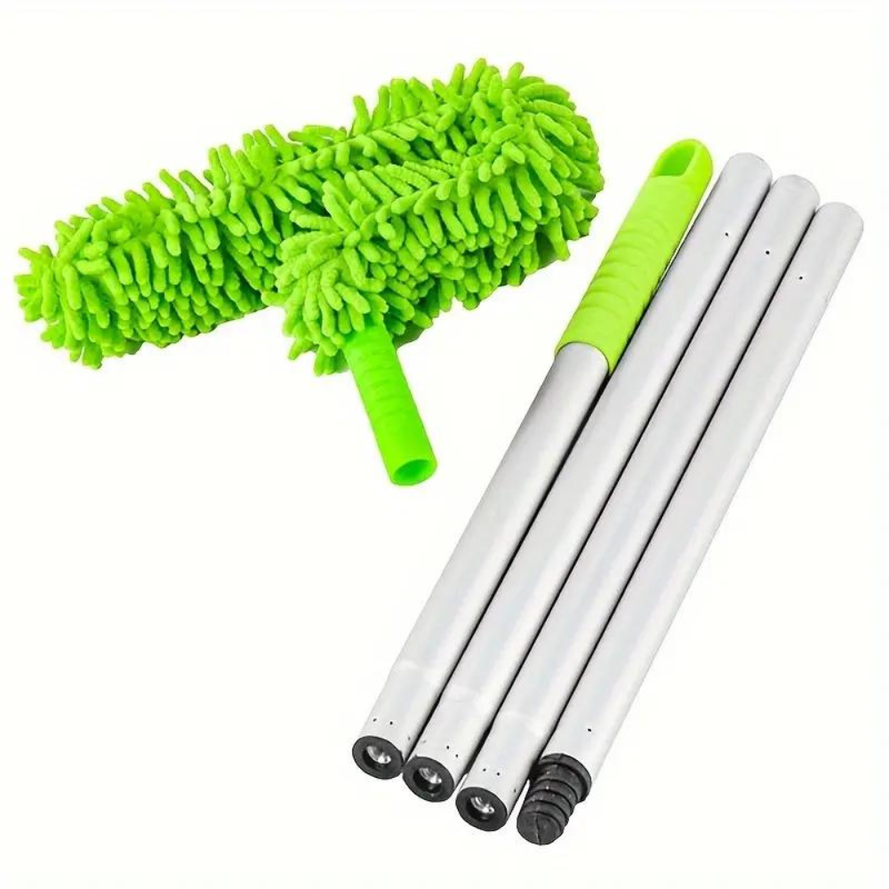 Extendable Ceiling Fan Duster with Coral Velvet Bristles and Flexible Head
