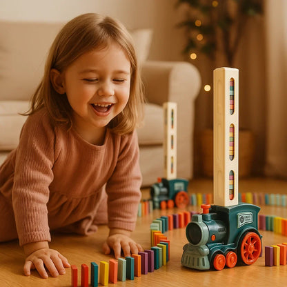 Domino Laying Train in Blue Or Pink with 60 Dominoes and Add on Packs of 100 Or 200