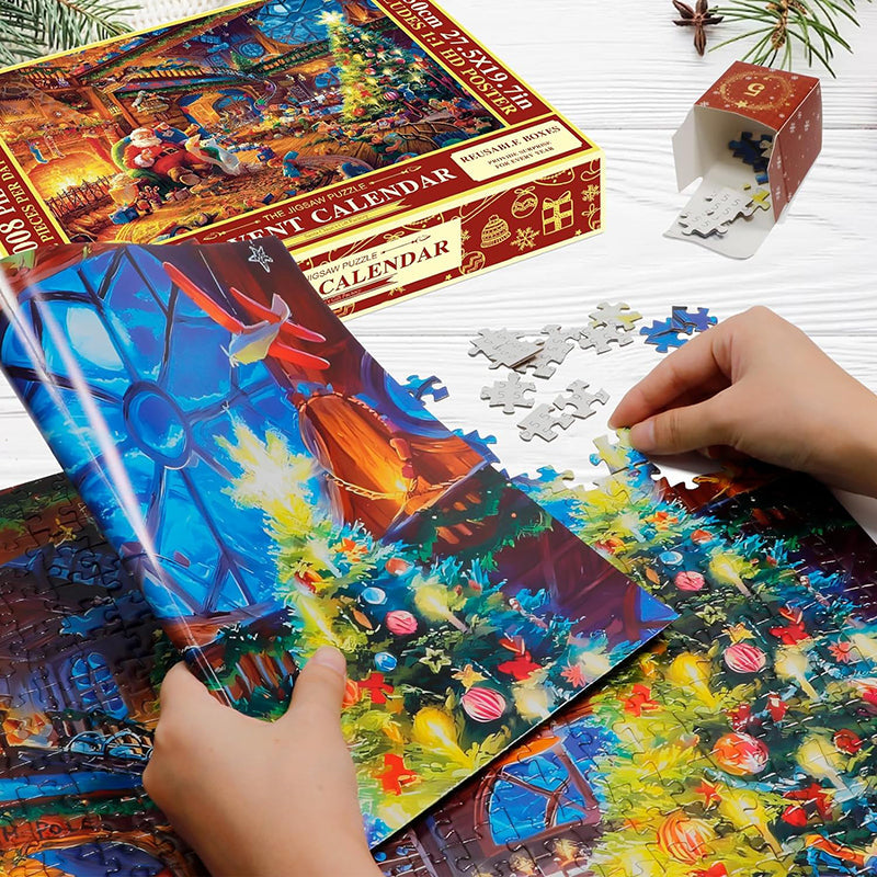 24 Day Christmas Jigsaw Countdown with 42 Pieces Per Box and a Full Size Poster
