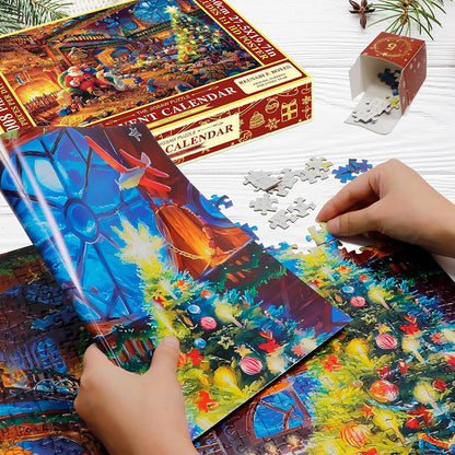 24 Day Christmas Jigsaw Countdown with 42 Pieces Per Box and a Full Size Poster