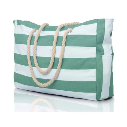 Oversized Beach Tote with Zip Closure and Mesh Panels, Water Resistant 20L