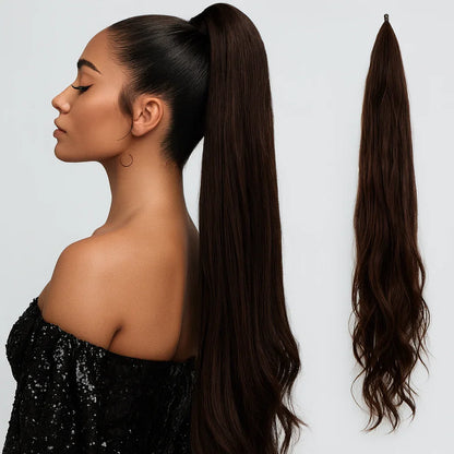 Clip In Ponytail Extension with Wrap Around Strand and Hairpins