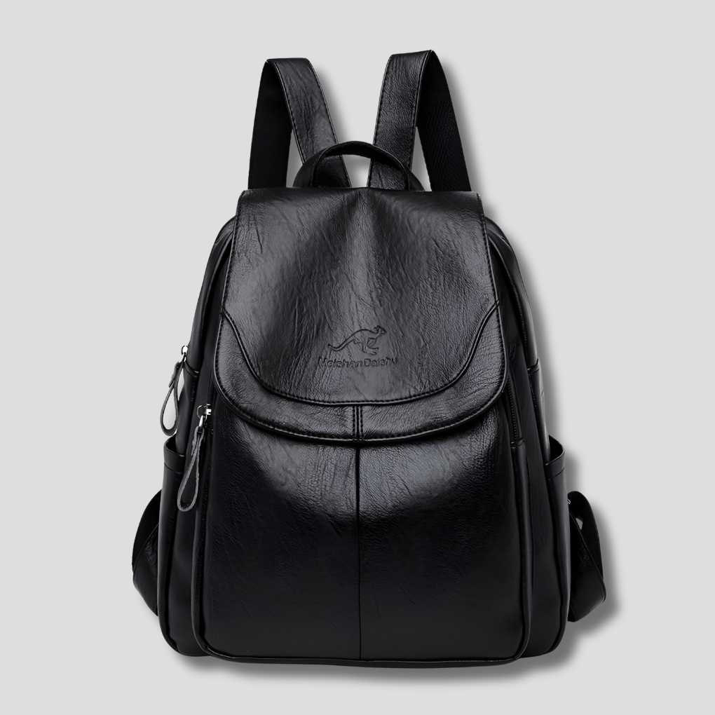 Embossed Backpack with Body-Facing Zipper and Multiple Interior Pockets