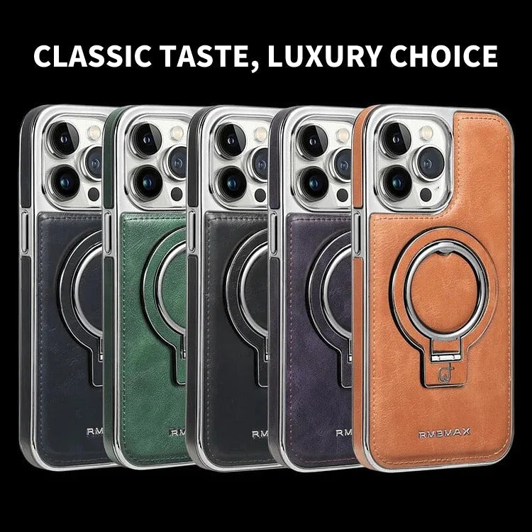 Phone Case with Foldable Stand and Magnetic Charging, 9H Lens Protection