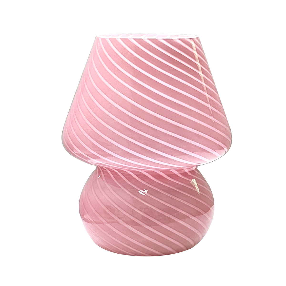 Mushroom Glass Table Lamp with Stepless Dimming and Swirled Stripe Shade