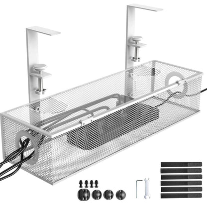 Under Desk Storage Organizer with Two Sliding Drawers and Hidden Cable Channels