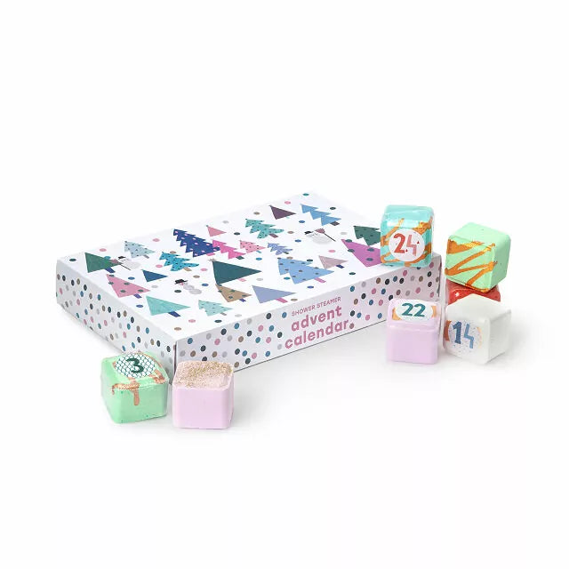Scented Shower Steamer Countdown Box with 24 Essential Oil Steamers for Winter Mornings