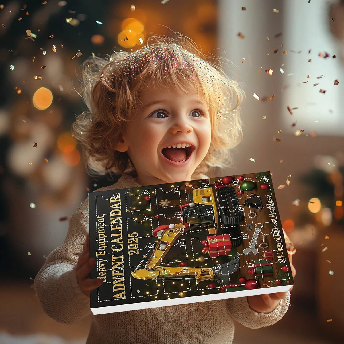Miniature Construction Machine Ornament Calendar with 24 Acrylic Decorations for the Tree