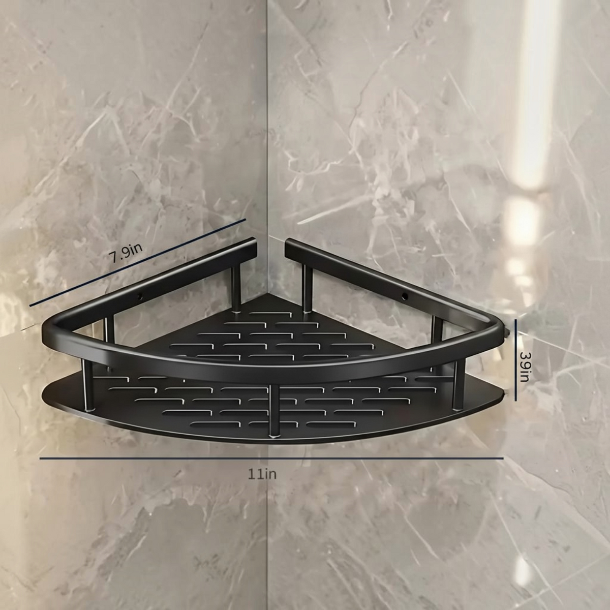 Wall Mounted Shower Caddy with Rust Resistant Aluminum and Quick Drainage Base