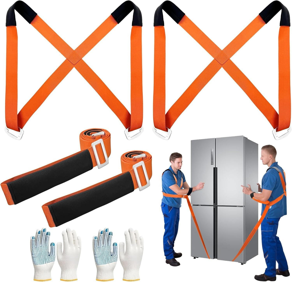 Adjustable Furniture Moving Straps with Padded Shoulders and 400 Pound Capacity