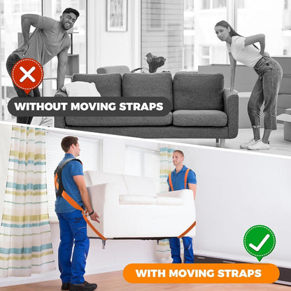 Adjustable Furniture Moving Straps with Padded Shoulders and 400 Pound Capacity