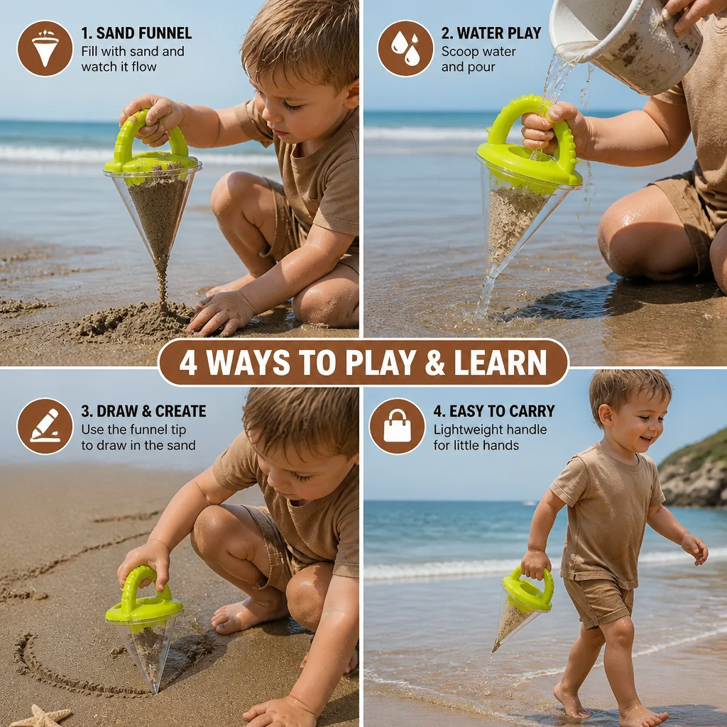 Kids Sand Funnel Toy for Beach Drawing and Pouring Play