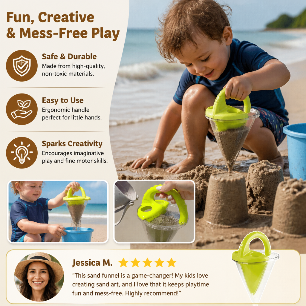 Kids Sand Funnel Toy for Beach Drawing and Pouring Play