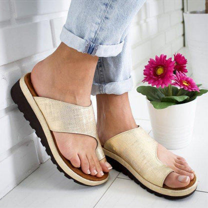 Bunion Sandals with Toe Alignment and Three-Arch Support, Memory Foam Wedge