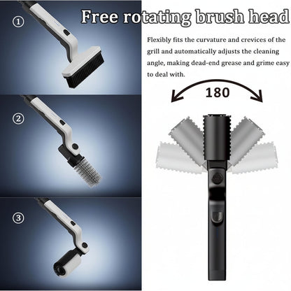 Electric Grill Brush with Motorized Bristles and Rechargeable Battery, Stainless Steel