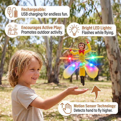 Flying Monkey Toy with Motion Sensor and Colorful LED Lights for Kids