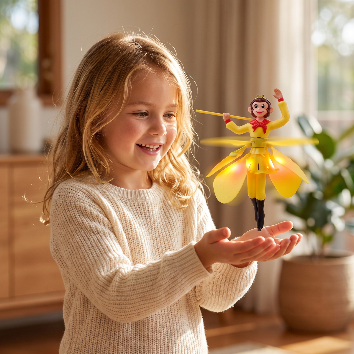 Flying Monkey Toy with Motion Sensor and Colorful LED Lights for Kids