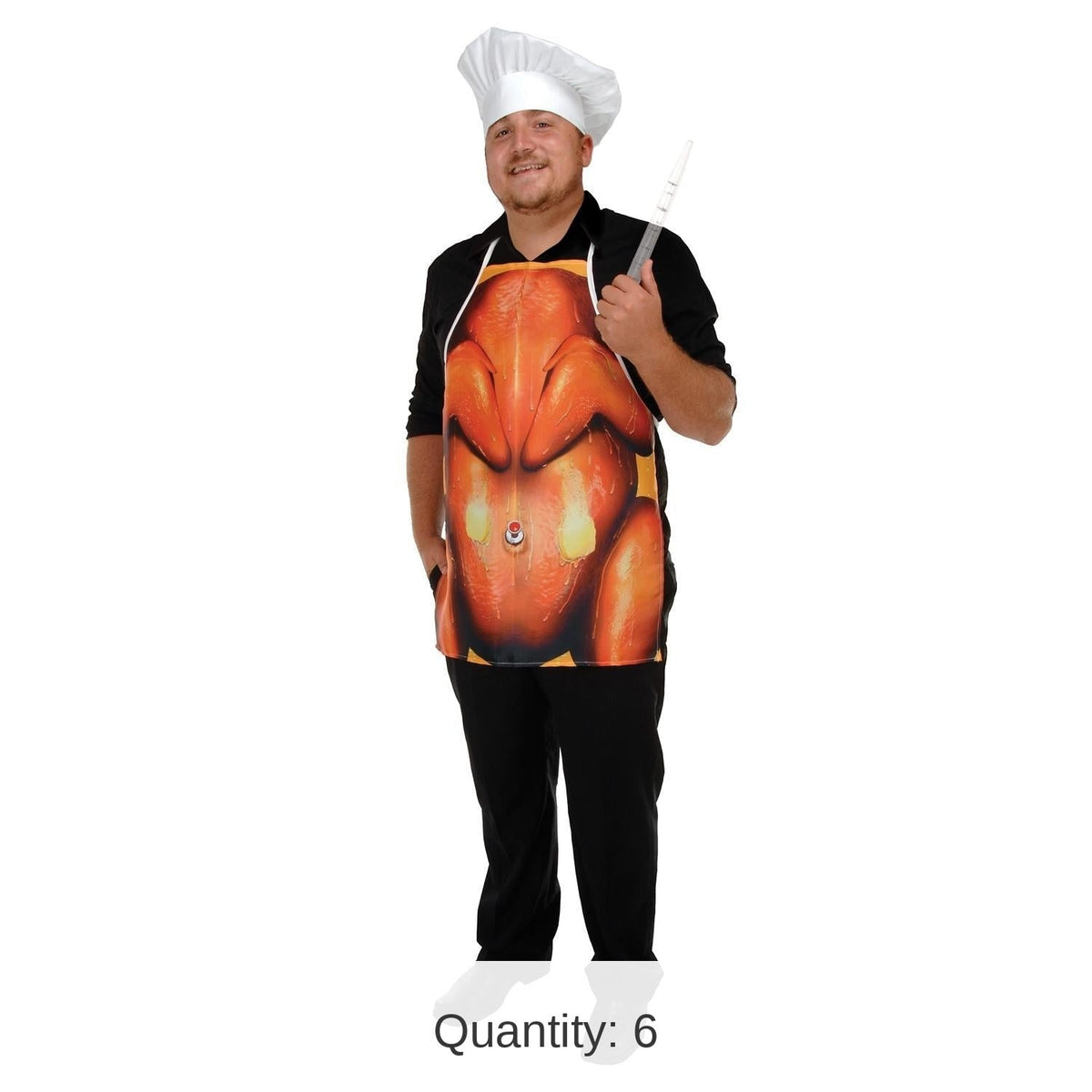 Orange Polyester Cooking Apron Set with Adjustable Ties in Pack of 6 for Holiday Meals