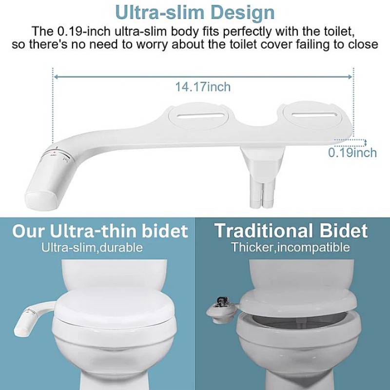 Ultra-Thin Bidet Attachment For Toilet