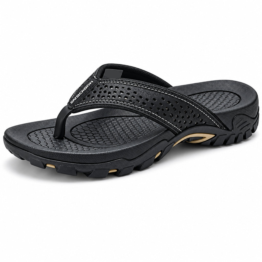 Mens Athletic Flip Flops with Arch Support and Nonslip Rubber Sole