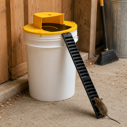 Automatic Bucket Trap Lid with Flip Platform and Ladder for Mice and Rats, 4 Pack