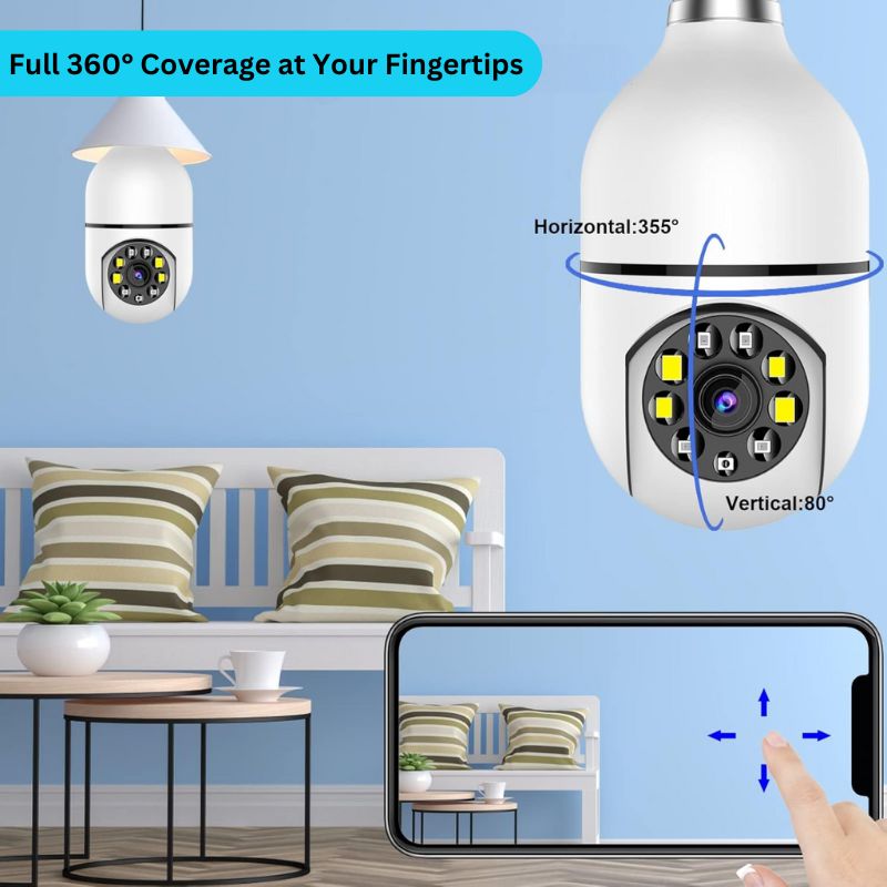 Smart 360° Light Bulb Security Camera with 1080P HD