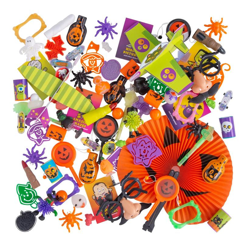 Bulk Halloween Toy and Novelty Mix with 240 Pieces for Goody Bags and Classroom Rewards