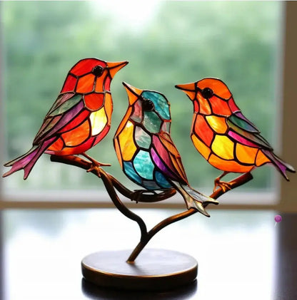 Light Reflecting Bird Window Ornament with Color Scatter Design