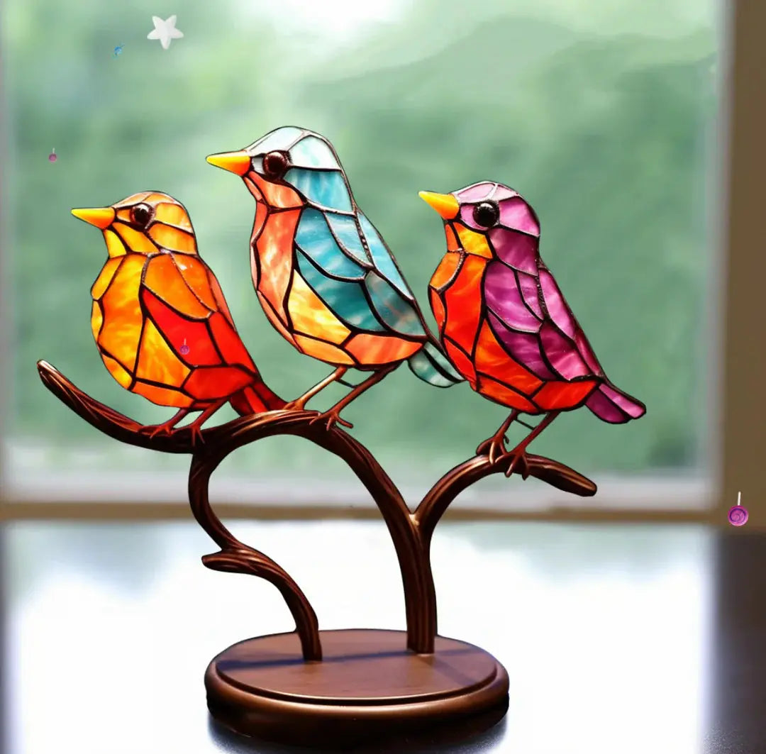 Light Reflecting Bird Window Ornament with Color Scatter Design