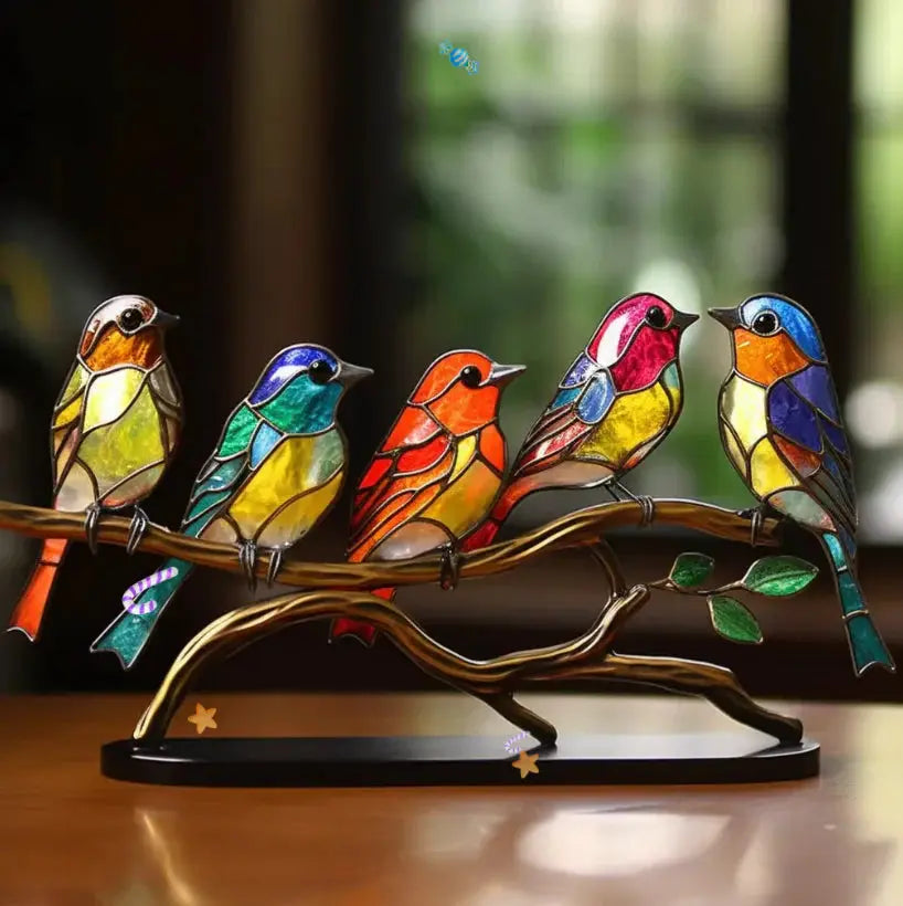 Light Reflecting Bird Window Ornament with Color Scatter Design