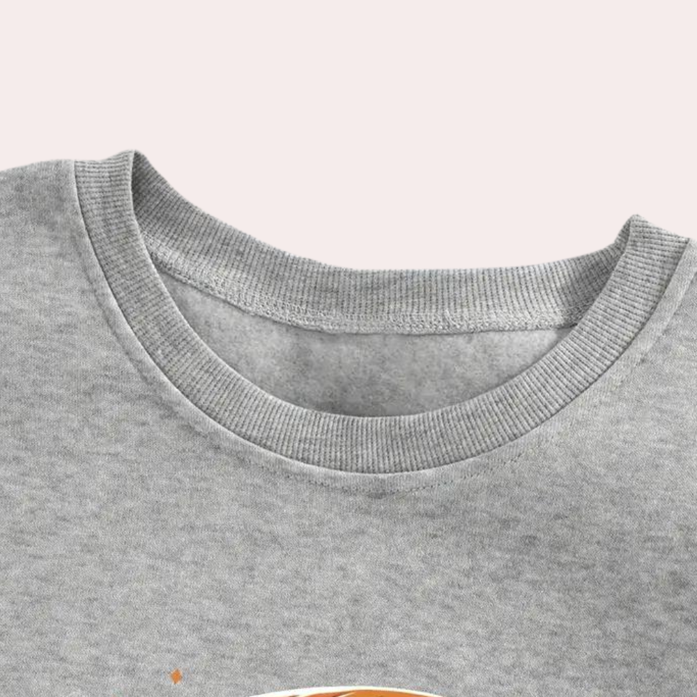 Women Halloween Sweatshirt with Ghost and Pumpkin Print, Polyester Cotton Blend