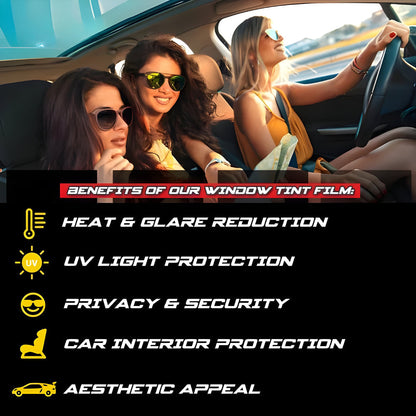 Car Window Tint Film with UV Protection and Heat Reduction, 20ft Roll