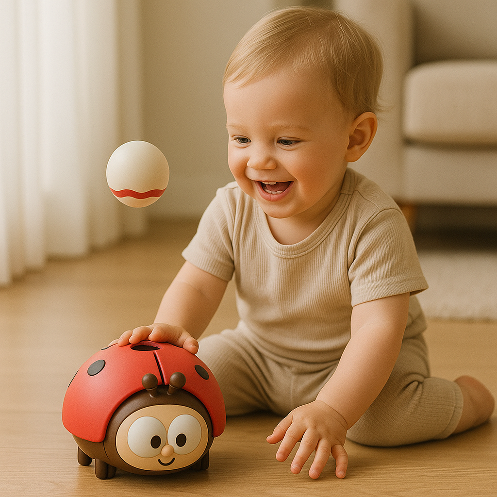 Ladybug Balloon Toy with Floating Airflow and Easy Button for Babies