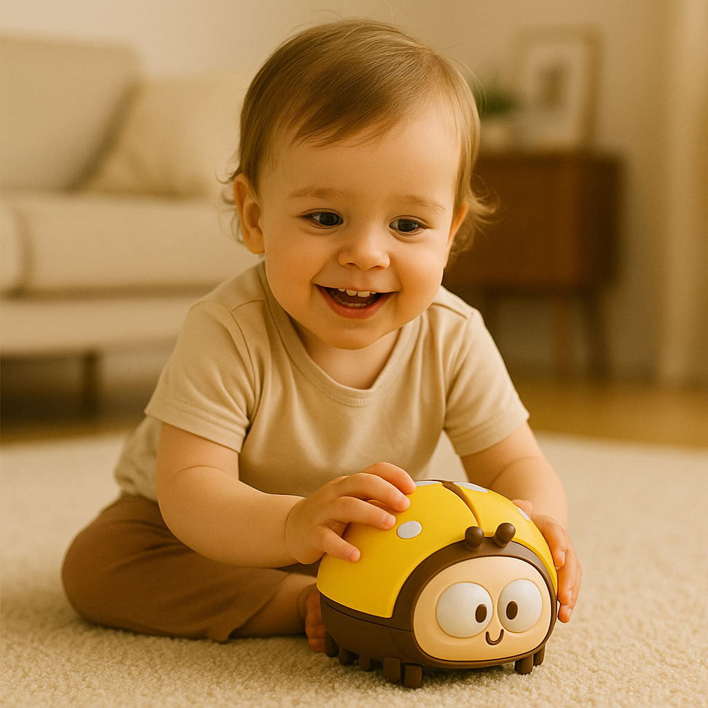 Ladybug Balloon Toy with Floating Airflow and Easy Button for Babies