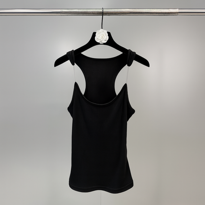 Ribbed Tank Top with Invisible Straps and Slim Fit, Breathable Stretch Fabric