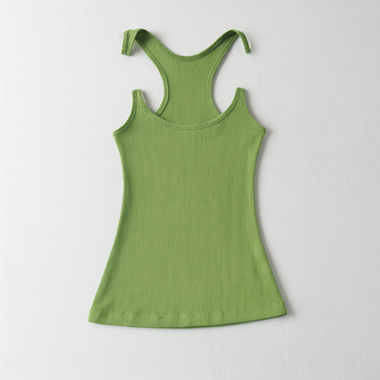 Ribbed Tank Top with Invisible Straps and Slim Fit, Breathable Stretch Fabric