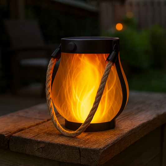 Outdoor Solar Lantern with Flickering Flame and Stable Light Modes, Dual Charging