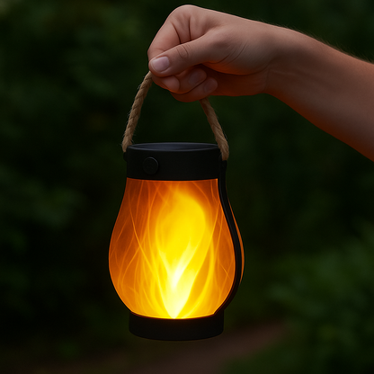 Outdoor Solar Lantern with Flickering Flame and Stable Light Modes, Dual Charging