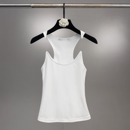 Ribbed Tank Top with Invisible Straps and Slim Fit, Breathable Stretch Fabric