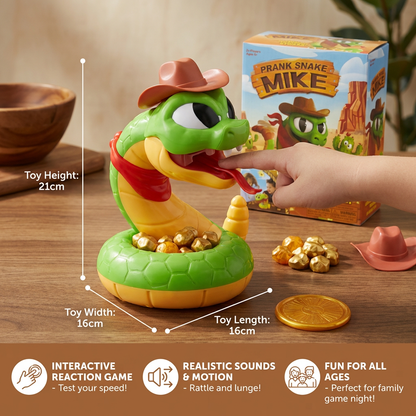 Interactive Rattlesnake Reaction Game Toy with Surprise Movements for Kids and Family Play