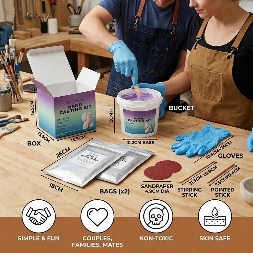 3D Plaster Hand Casting Kit with Molding Frame and Tools for Couples