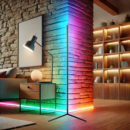 Smart LED Color-Changing Corner Floor Lamp with Remote Control