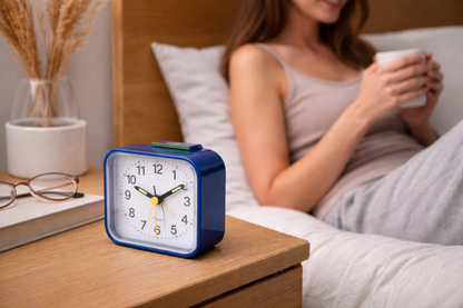 Analog Bedside Alarm Clock with Silent Movement and Night Light, Snooze Function
