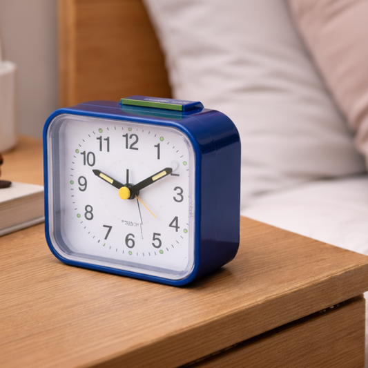 Analog Bedside Alarm Clock with Silent Movement and Night Light, Snooze Function
