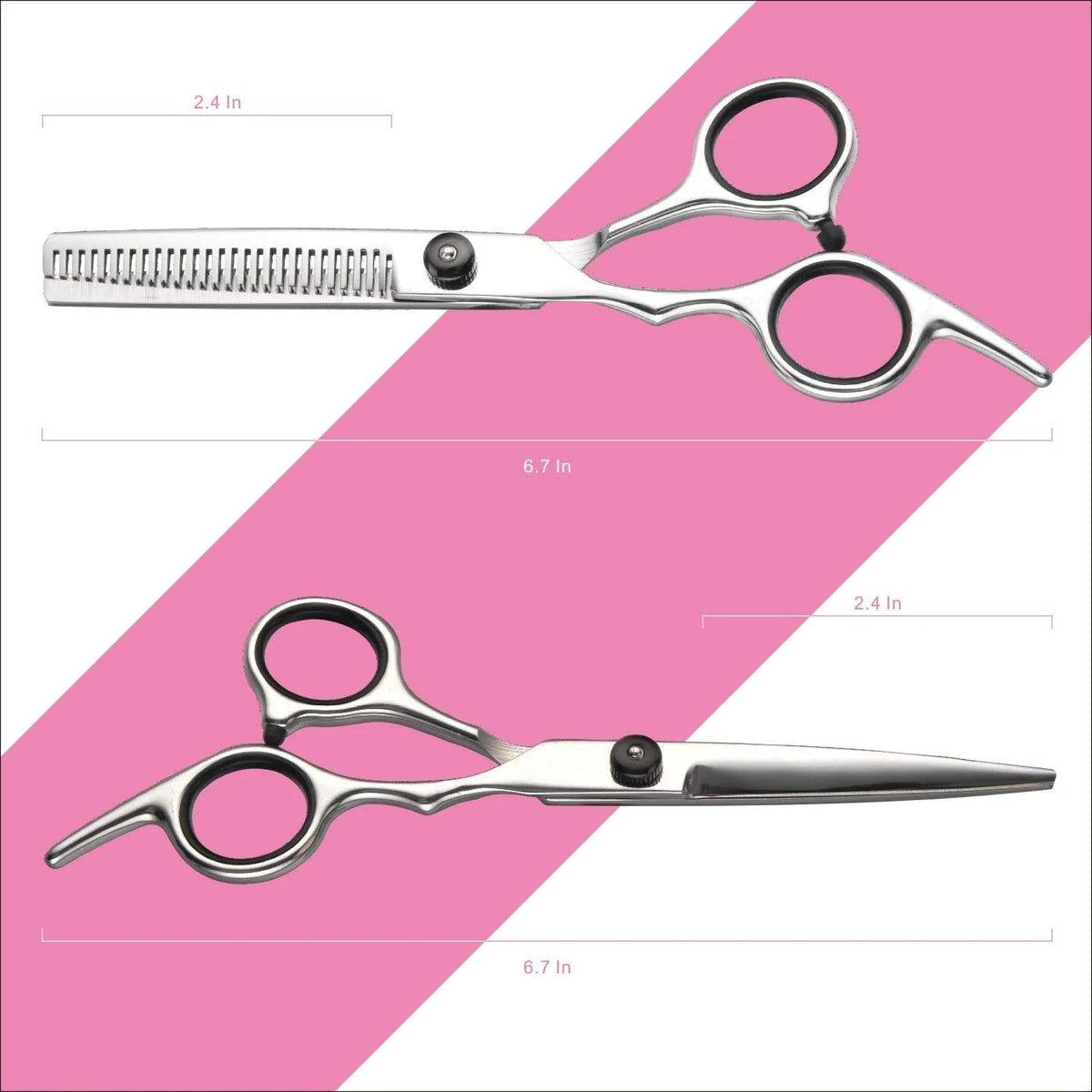 Haircutting Scissors and Thinning Shears Set with Finger Rests, Rubber Inserts and an Adjustable Tension Screw