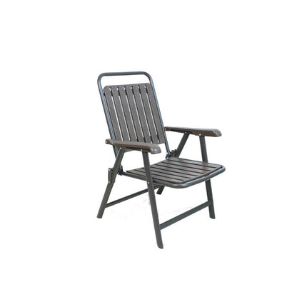 Foldable Camping Chair with Carbon Steel Frame and Integrated Footrest, Armrests and Backrest