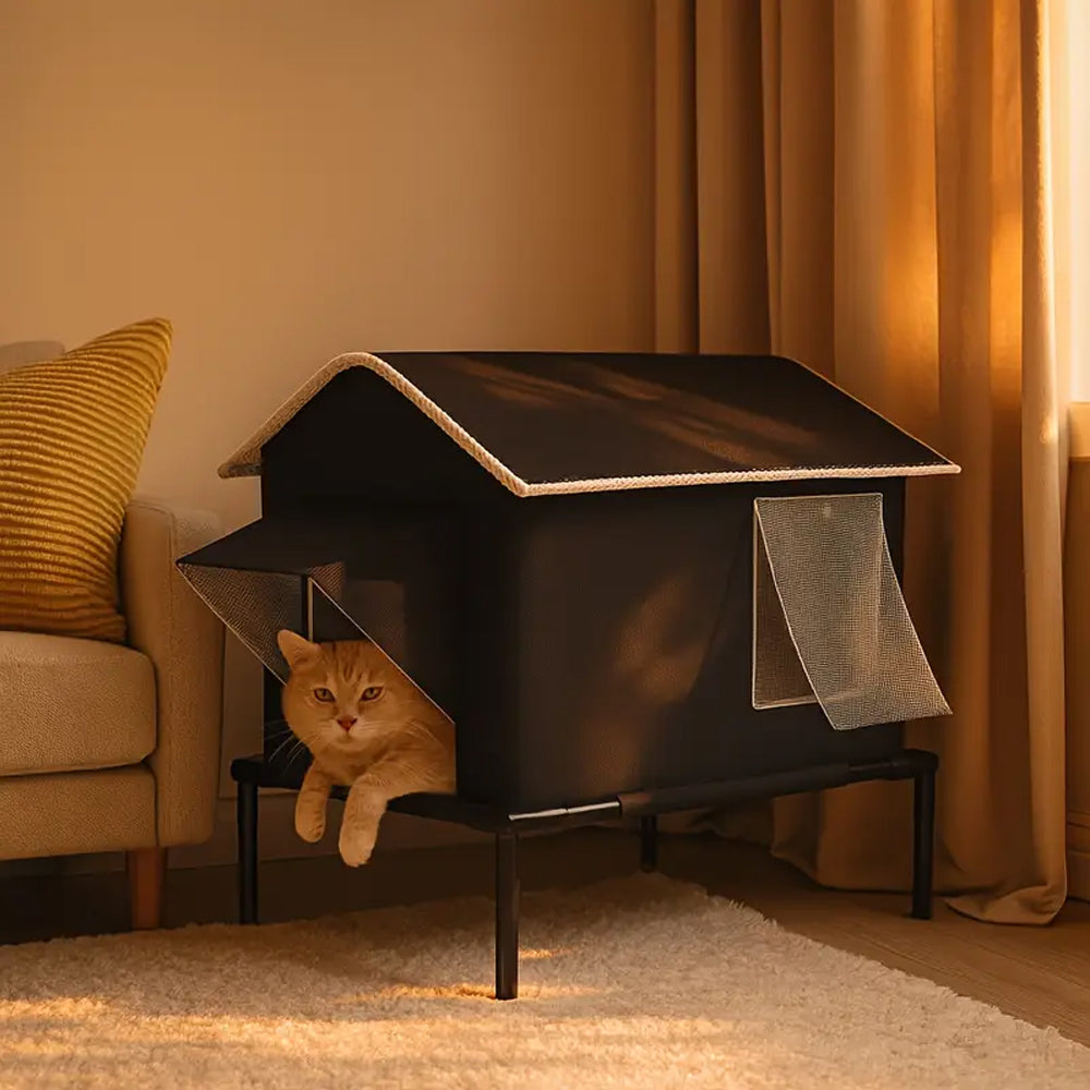 Raised Pet Bed with Moisture-Resistant Fabric and Stainless Steel Frame for Cats and Small Dogs